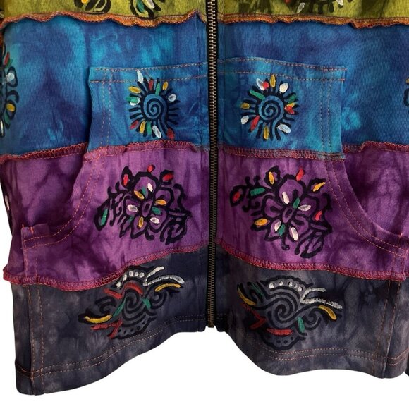 Rising International Women 3XL Plus Floral Patchwork Hoodie Yellow Boho Hippie - Picture 9 of 12